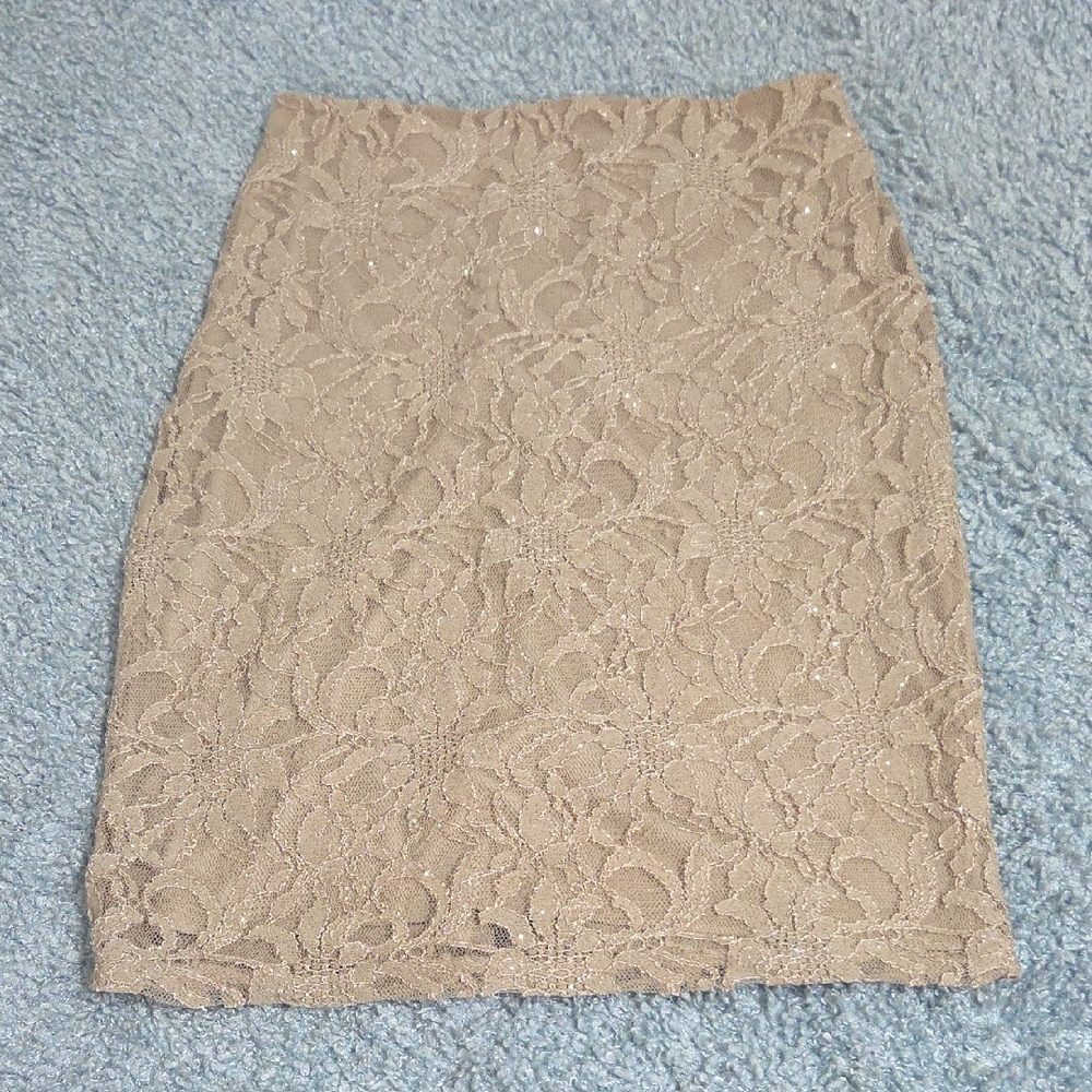 City Studio Tan Embellished Pencil Skirt